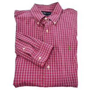 Polo Ralph Lauren Pink Plaid Check Cotton Poplin Button Down Shirt‎ Size XL